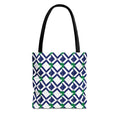 Geometric Navy & Green Lattice Tote Bag