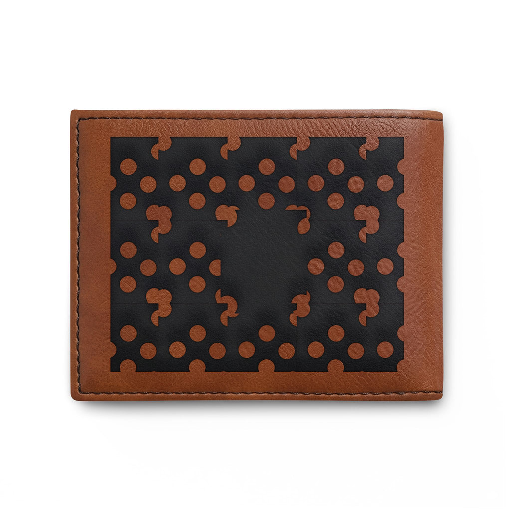 Laser-Cut Pattern Bi-Fold Wallet with Flip