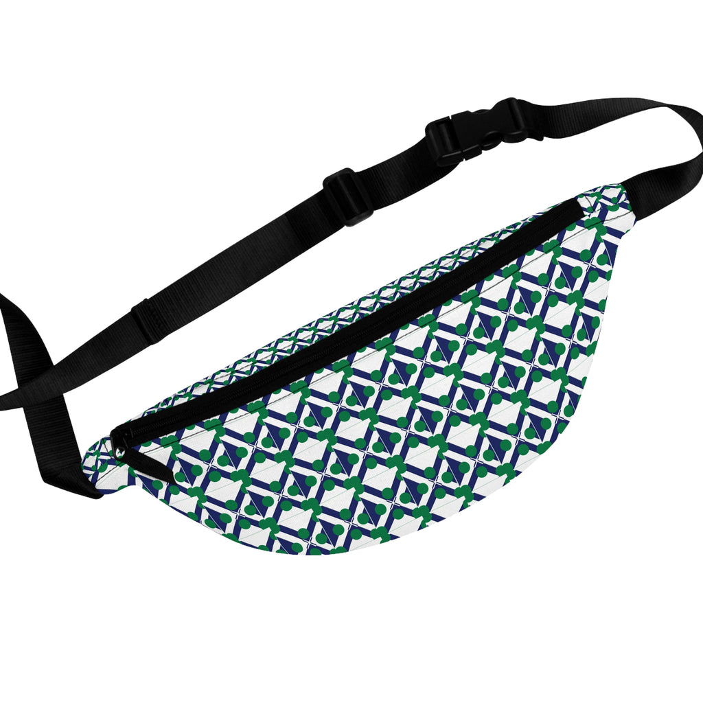 XT9 Green Tile Fanny Pack — Patterned Waist Bag for Travel & Everyday