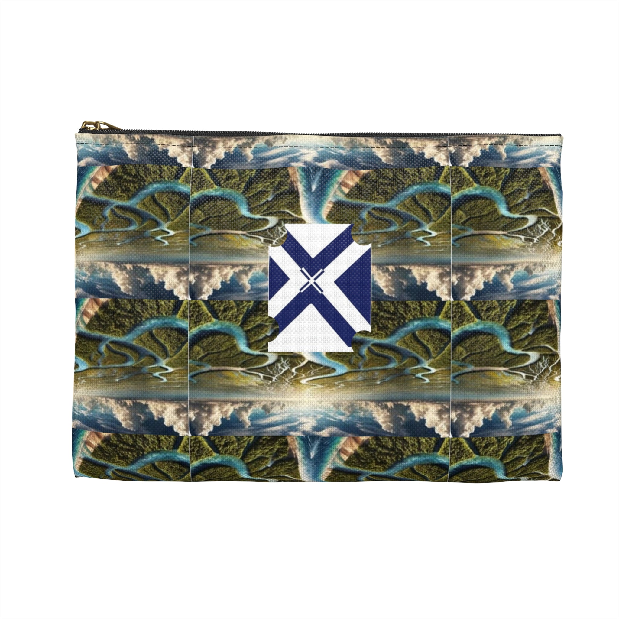 Island Waterfall Pattern Accessory Pouch — Nautical Crest Travel Cosmetic Bag