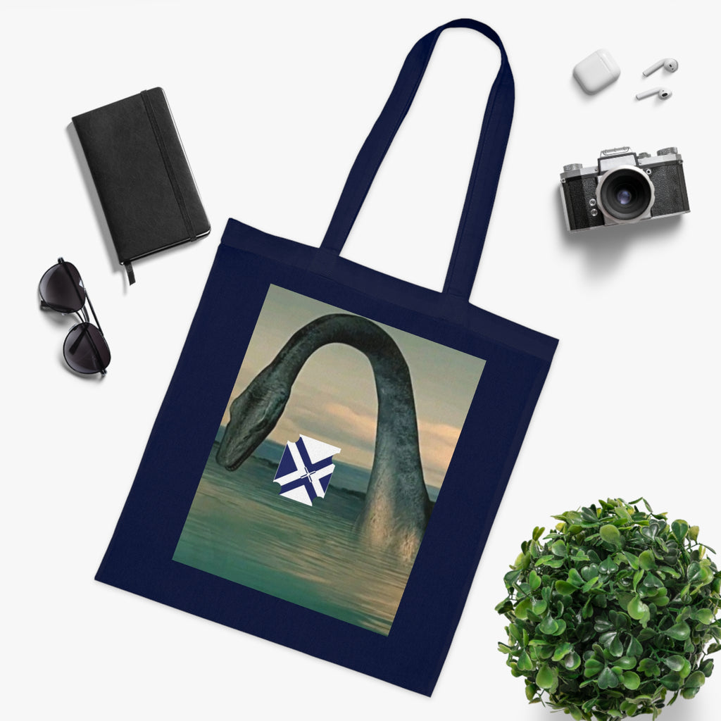 Xt Sea mosterTote Bag — Vintage Loch Ness Monster Art with Scottish Saltire Accent