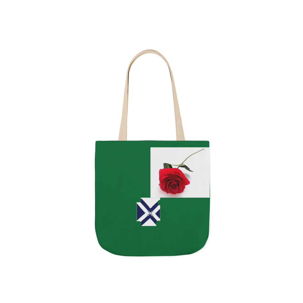 XT Rose Canvas Tote Bag — Floral Logo Tote with Colorful Straps