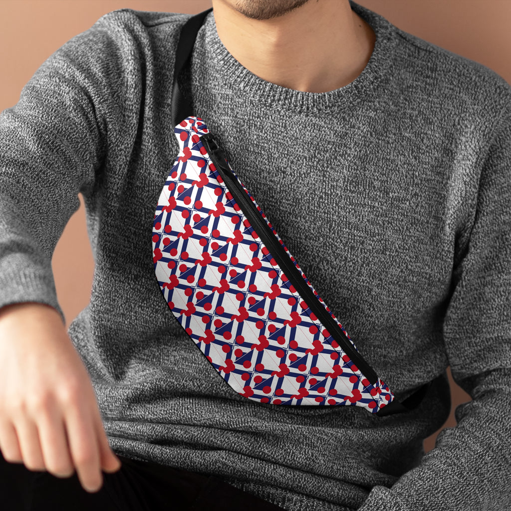 XT9 Fanny Pack - Red, White & Blue Geometric Pattern Waist Bag