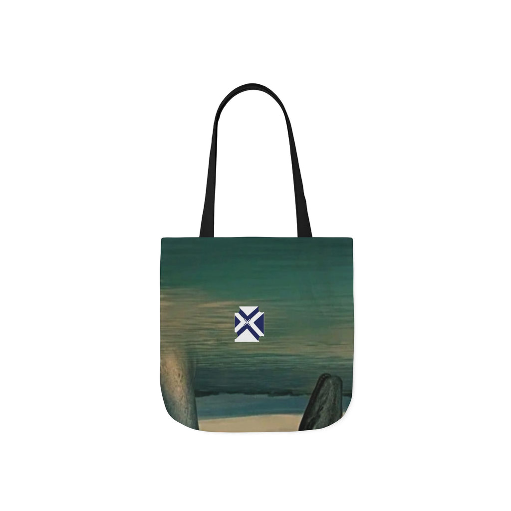 Scenic Arch Tote Bag — Coastal Sunset Canvas Tote with Nautical Emblem