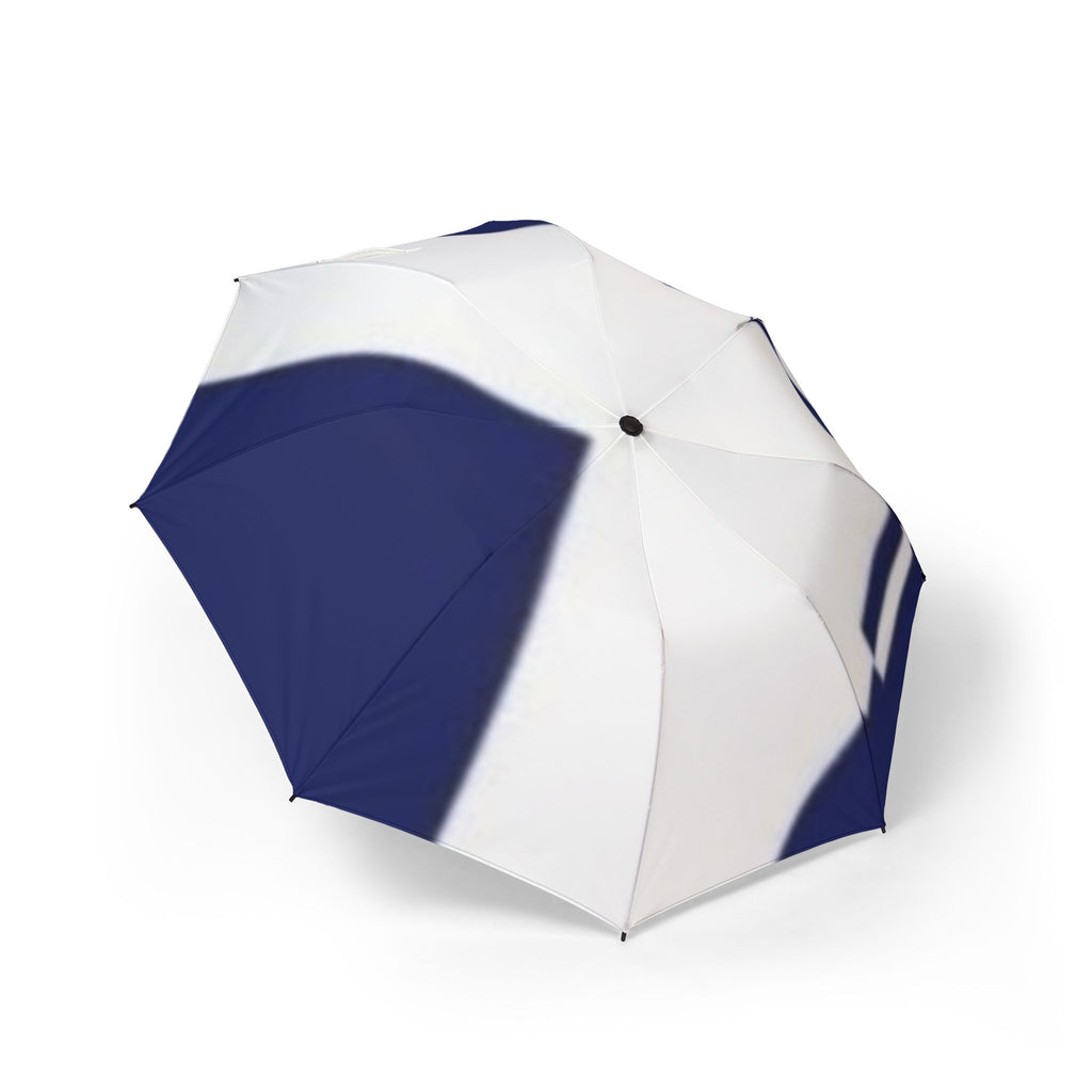 Foldable Semi-Automatic Umbrella – Compact Navy & White Travel Rain Protection