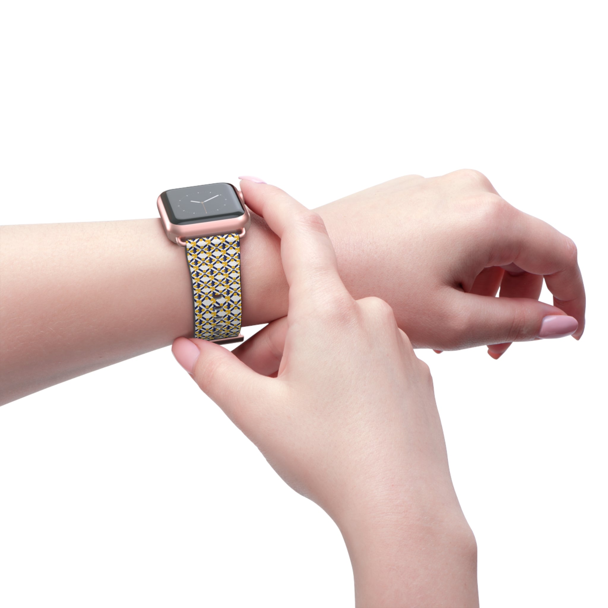 XT9 Gold Tile Watch Band — Modern Patterned Replacement Strap