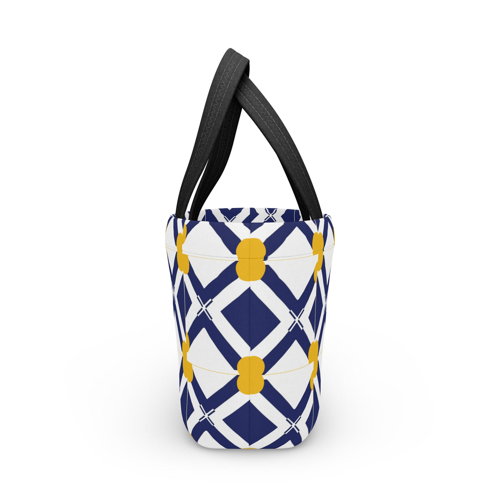 XT8 Geometric Navy & Mustard Lunch Bag