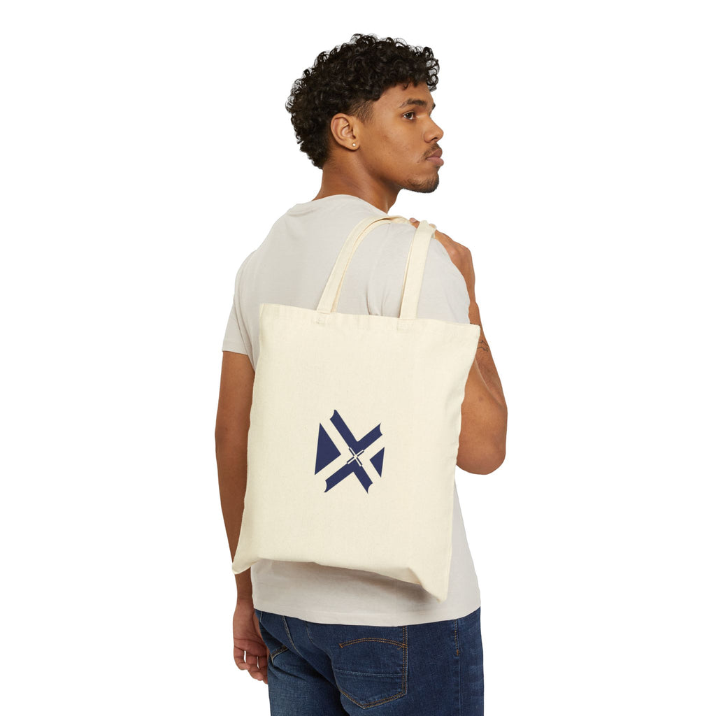 Minimal Geometric Logo Tote Bag — Canvas Cotton Grocery & Everyday Market Bag