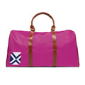 Pink Waterproof Weekender Bag — Lightweight Travel Duffel with Nautical Cross Patch