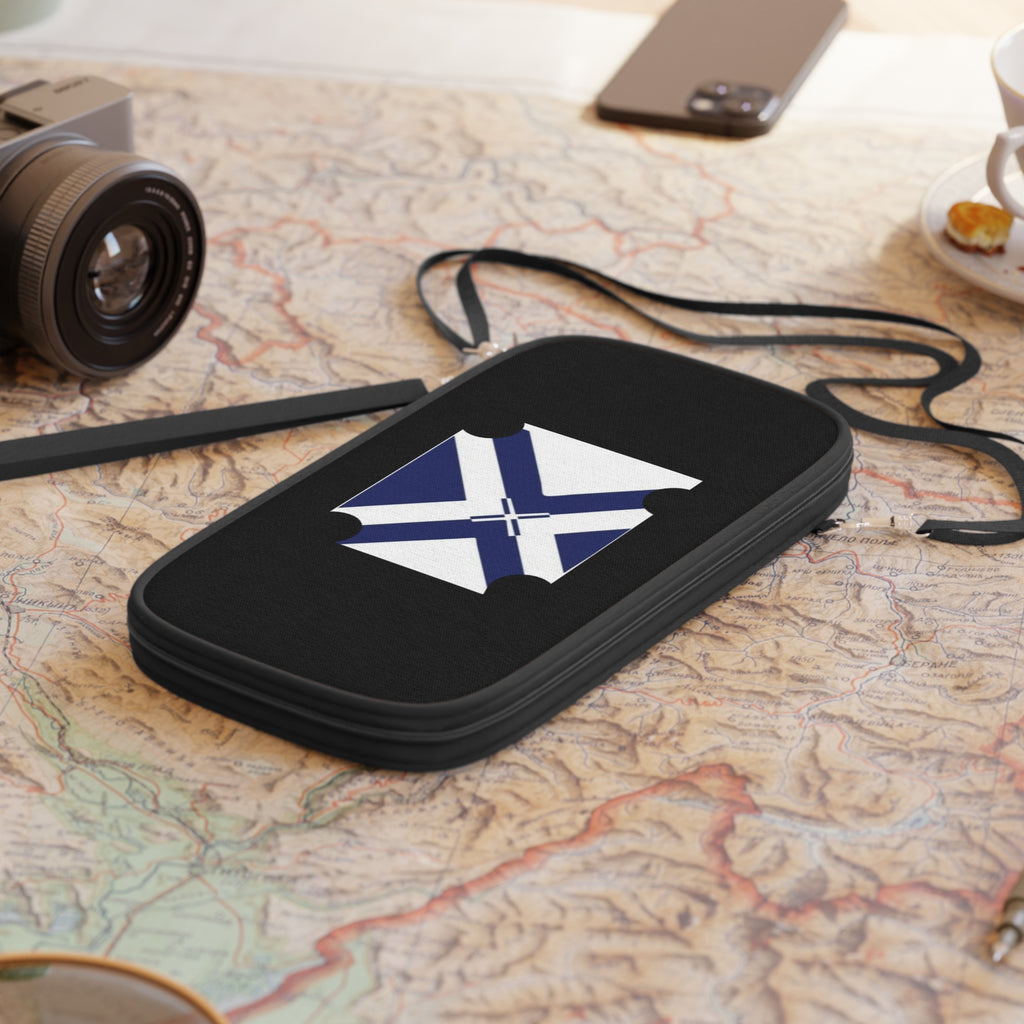 Nautical Cross Passport Wallet — Blue White Travel Document Organizer