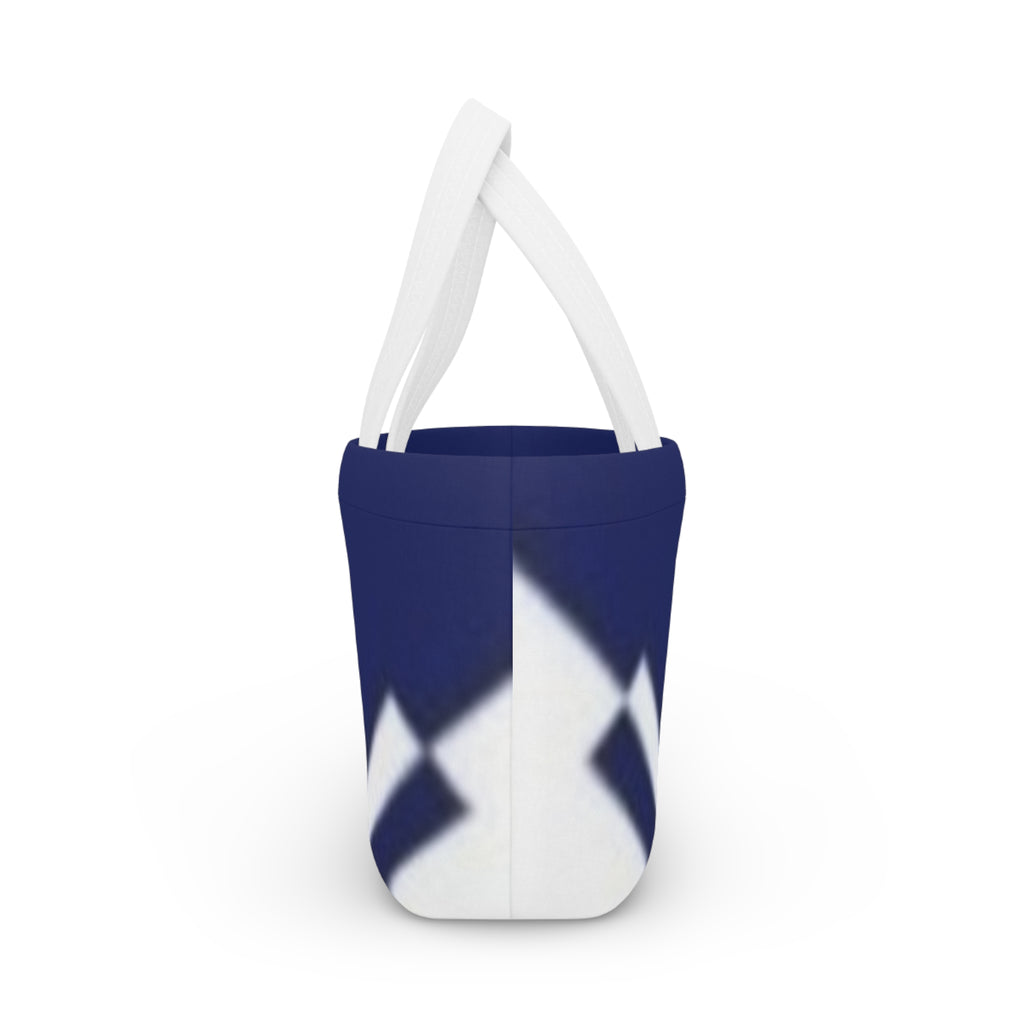 Navy Chevron Insulated Lunch Bag — Compact Tote for Work & School
