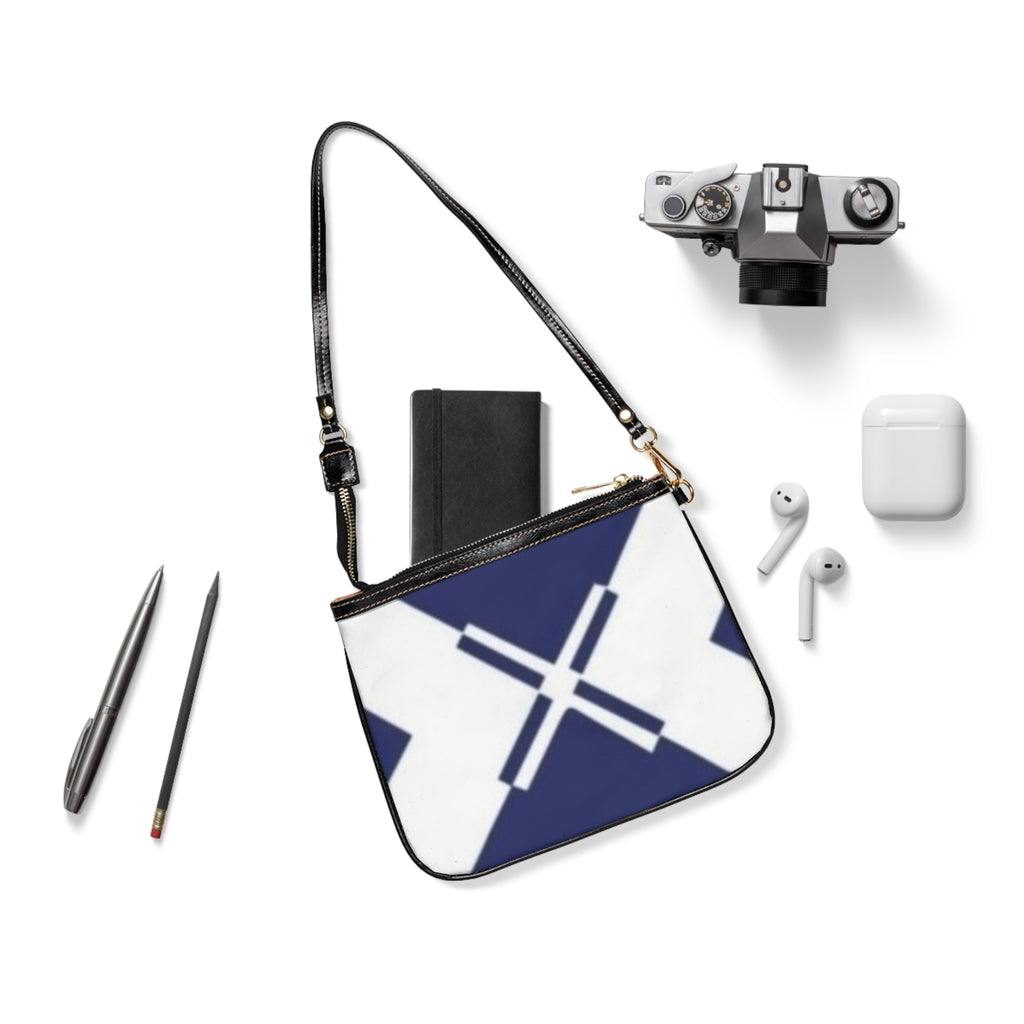 Navy Geo Cross Small Shoulder Bag — Minimalist Everyday Purse