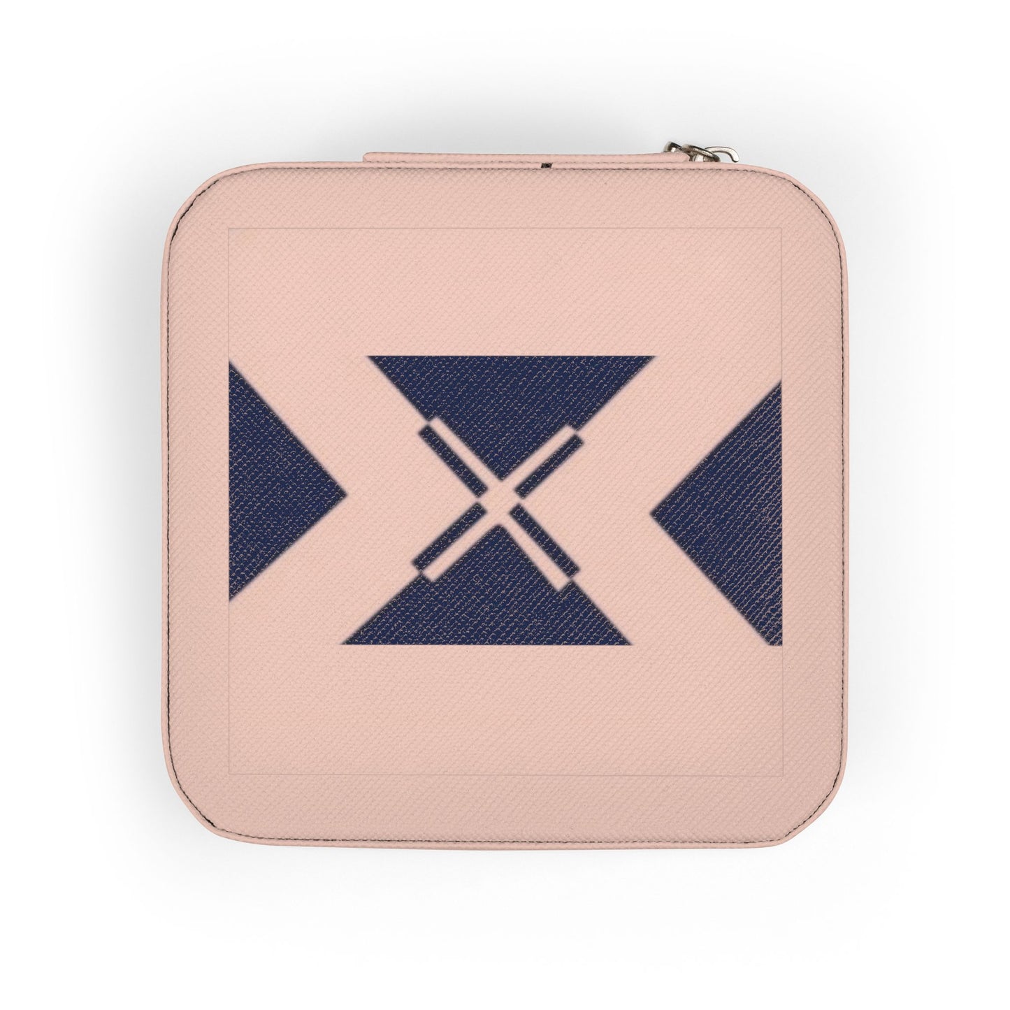 Compact Pink Jewelry Travel Case with Geometric Accent – Portable Travel Jewelry Organizer