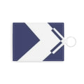 Saffiano Leather Card Holder — Navy Chevron Minimalist ID Wallet