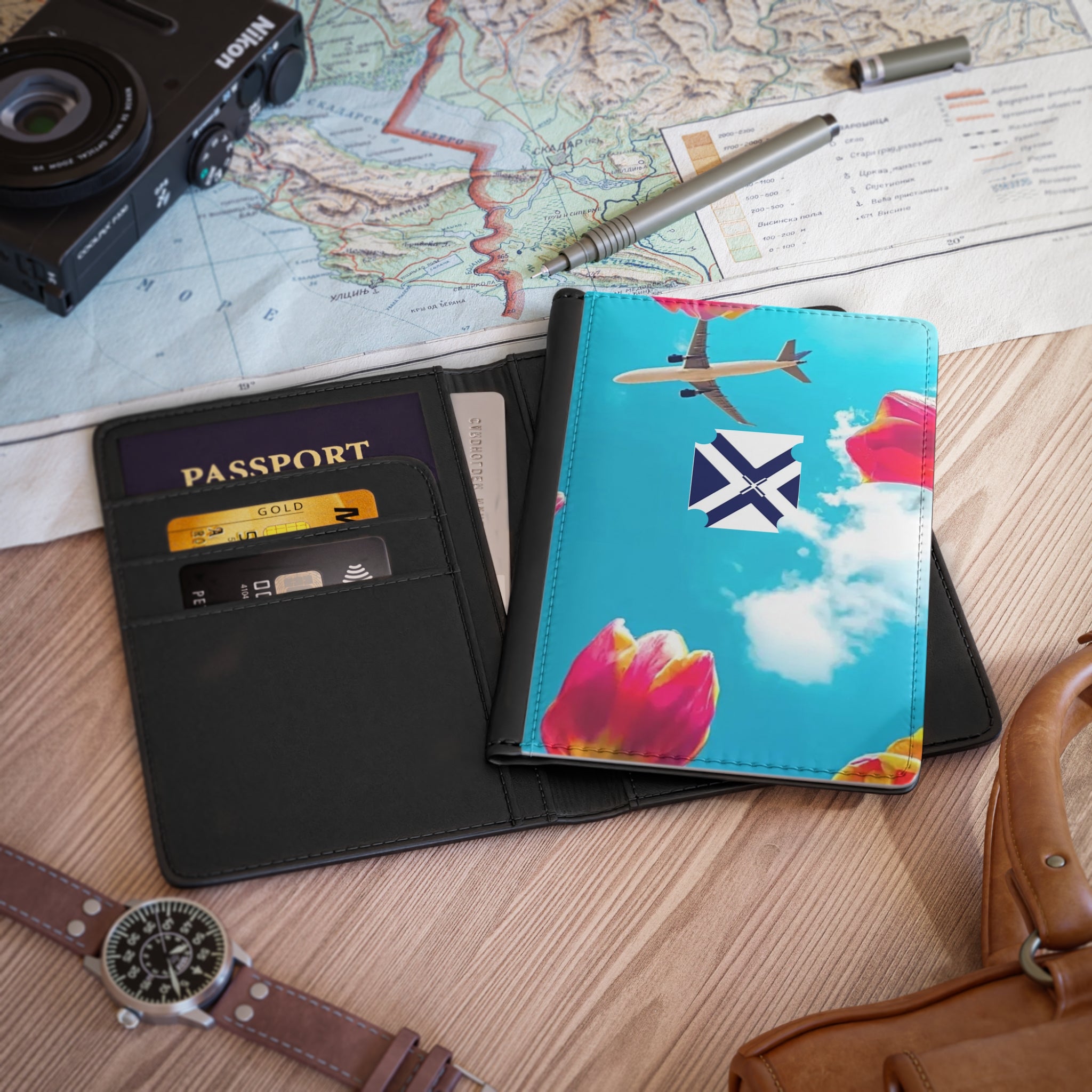 Passport Cover — 'Xt' Minimal Monogram Travel Wallet