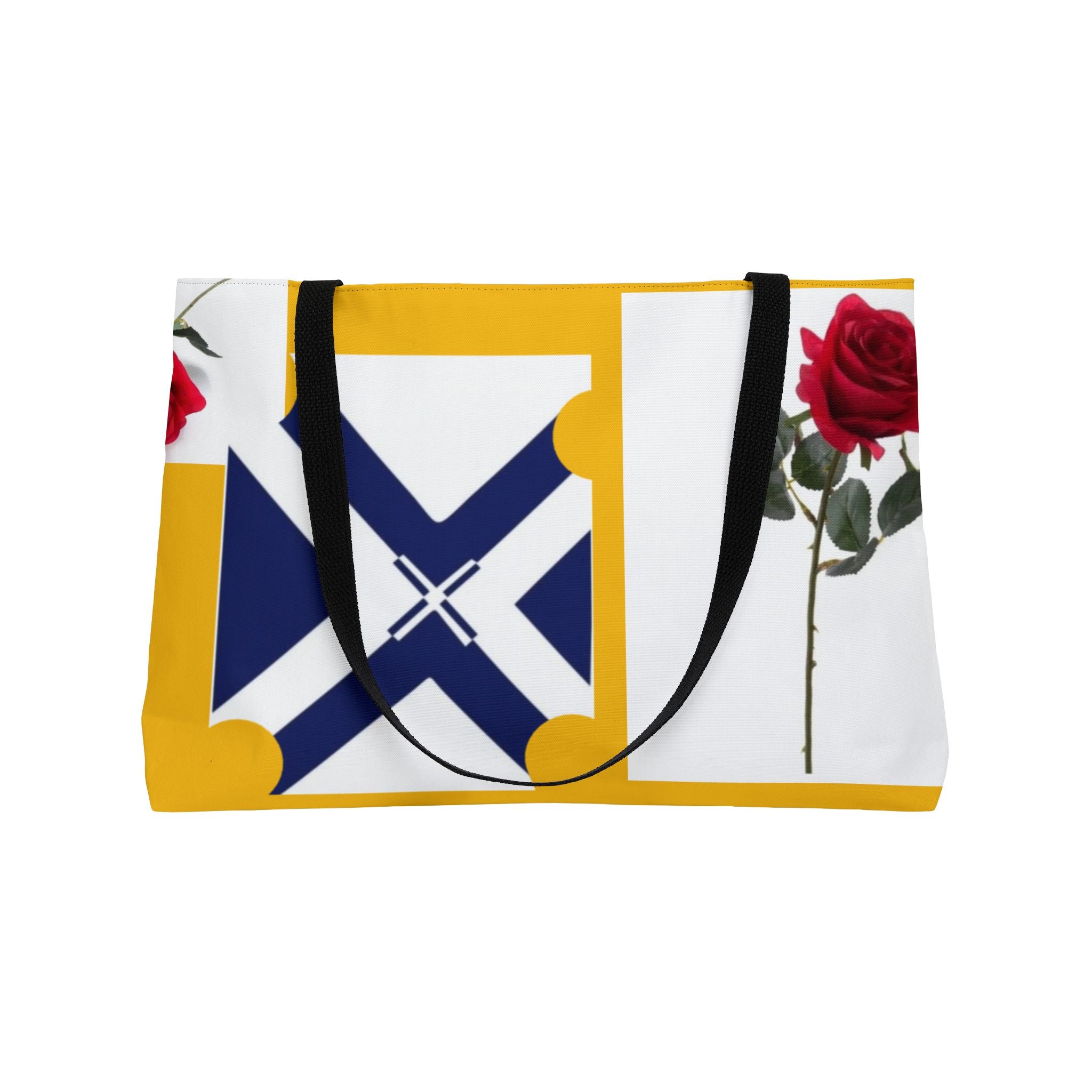 Rose & Heraldry Weekender Tote Bag — Gold Flag Floral Travel Bag