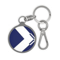 Chevron Blue Round Keyring Tag — Modern Geometric Keychain