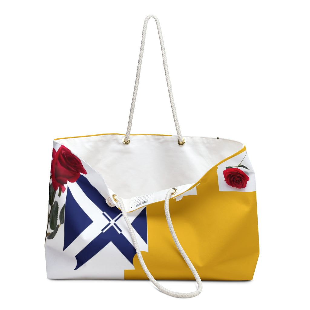 Rose Fleur Weekender Bag — Yellow & White Floral Travel Tote