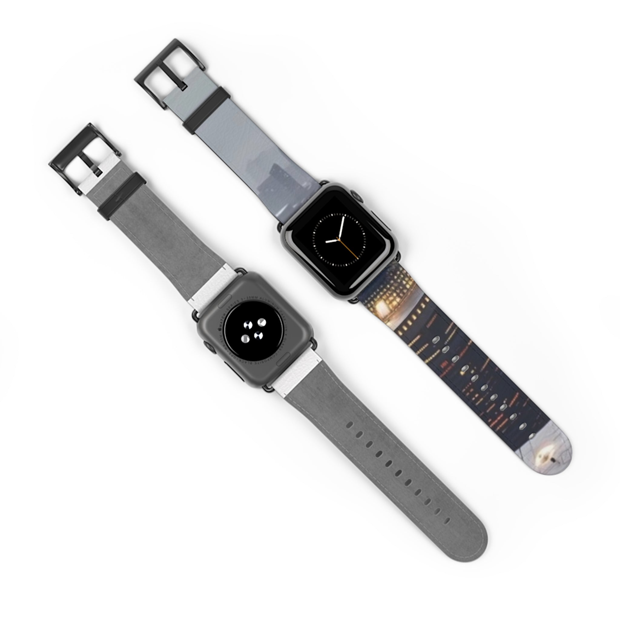 City Lights Leather Watch Band — Night Skyline Apple Watch Strap