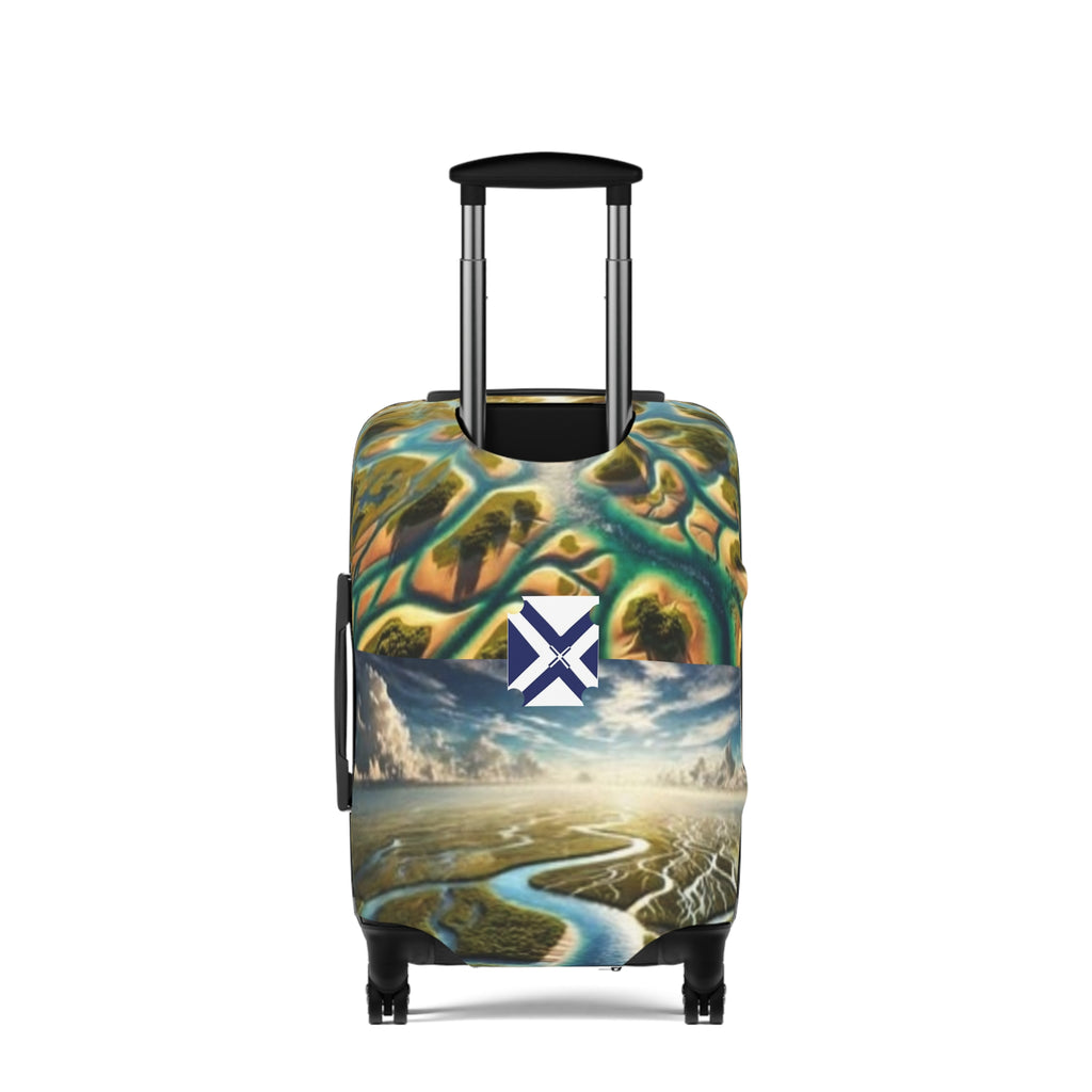 Travel Luggage Cover — Scenic Train & River Landscape Protective Sleeve