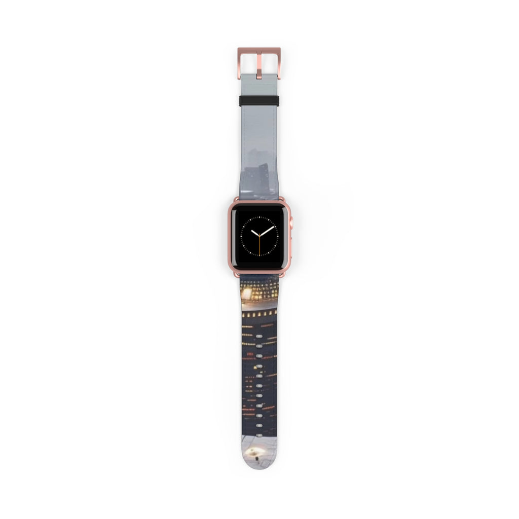 City Lights Leather Watch Band — Night Skyline Apple Watch Strap