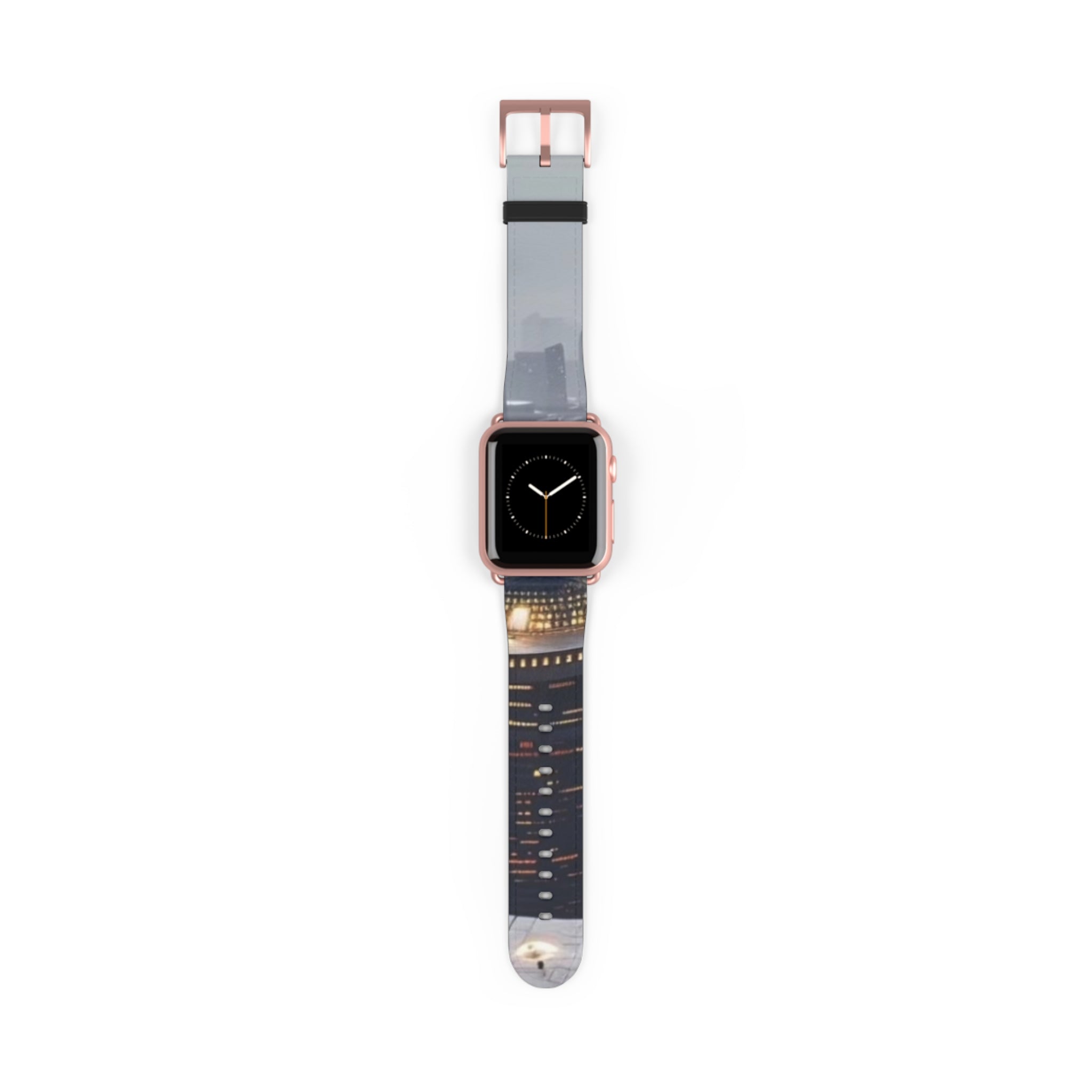 City Lights Leather Watch Band — Night Skyline Apple Watch Strap
