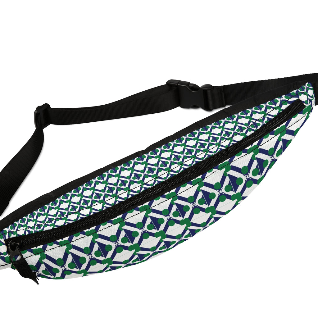 XT9 Green Tile Fanny Pack — Patterned Waist Bag for Travel & Everyday