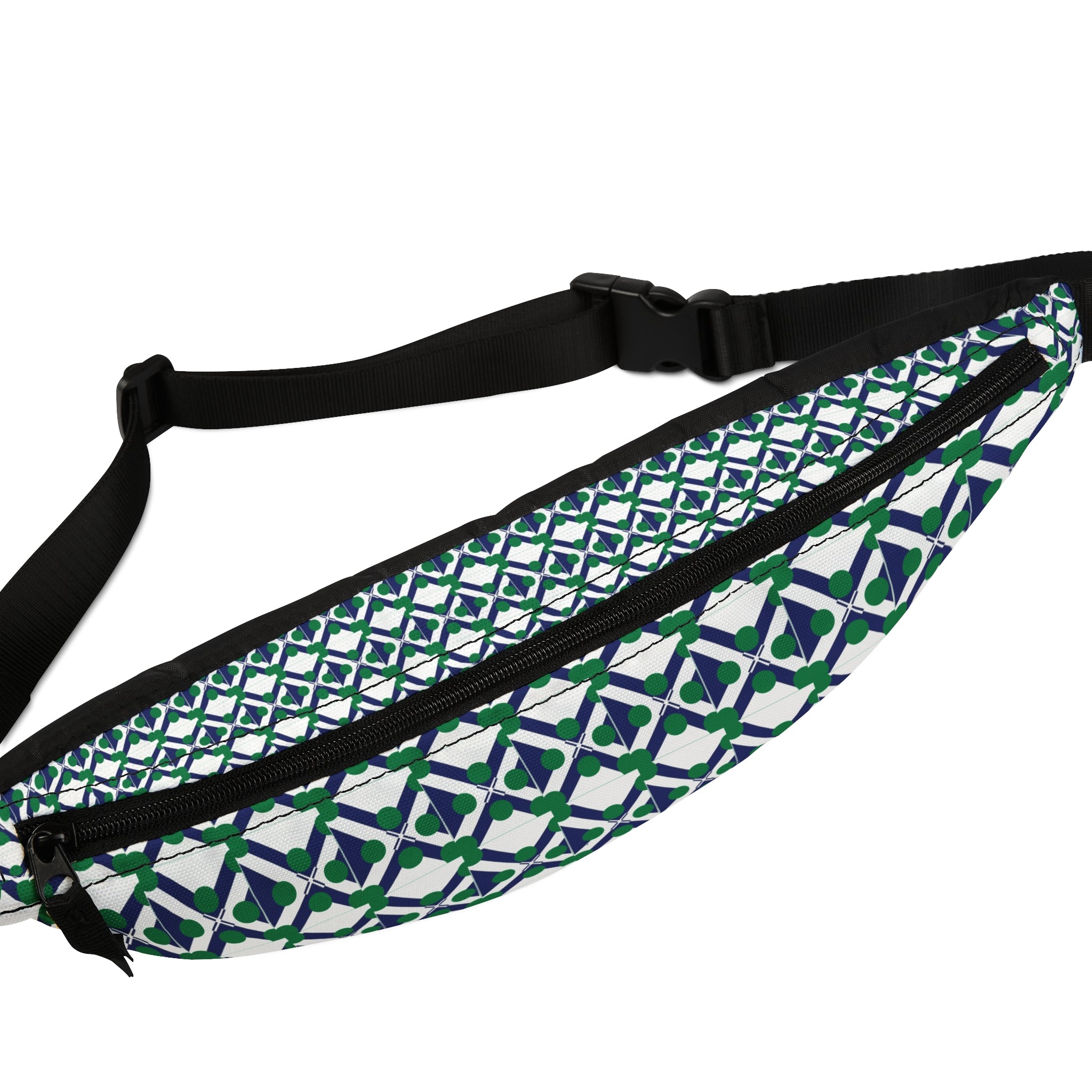 XT9 Green Tile Fanny Pack — Patterned Waist Bag for Travel & Everyday