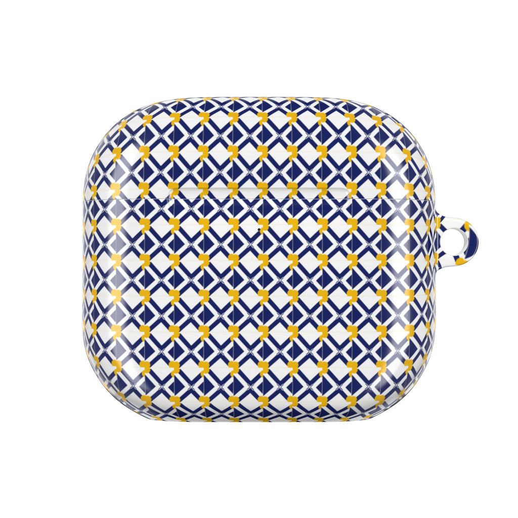 XT9 plus XT8  AirPods Case — Blue & Yellow Geometric Tile Pattern