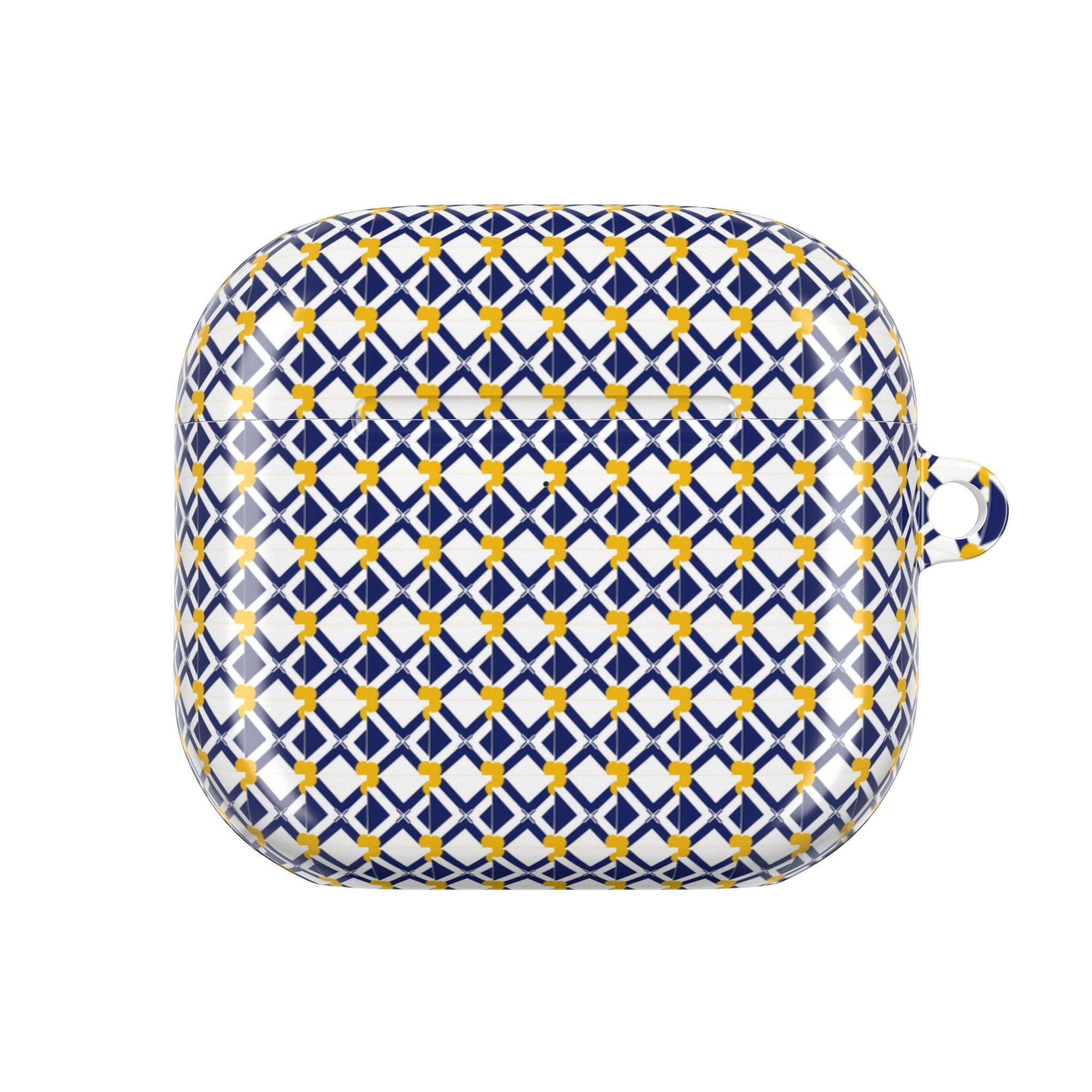 XT9 plus XT8  AirPods Case — Blue & Yellow Geometric Tile Pattern