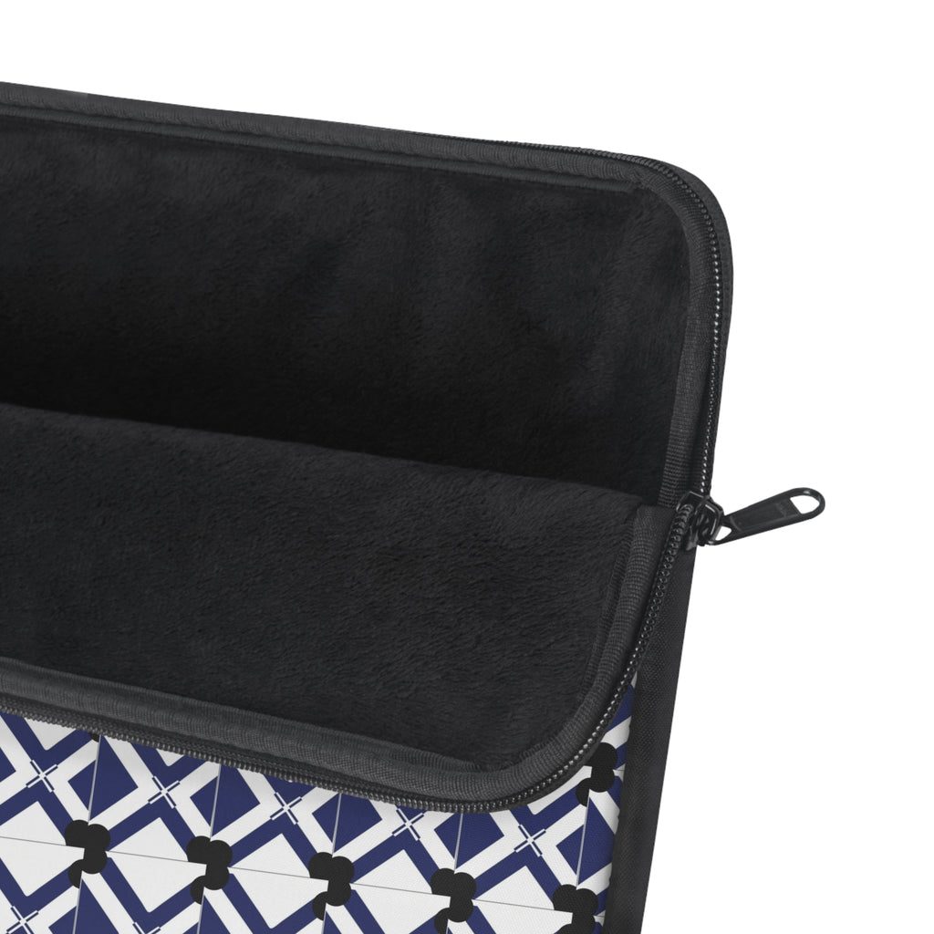 Geometric Navy Lattice Laptop Sleeve — Modern Patterned Protective Case