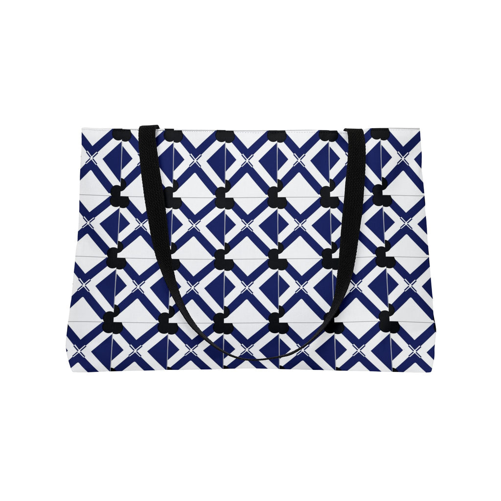 Navy Geometric Weekender Tote Bag — Nautical-Inspired Travel & Beach Bag