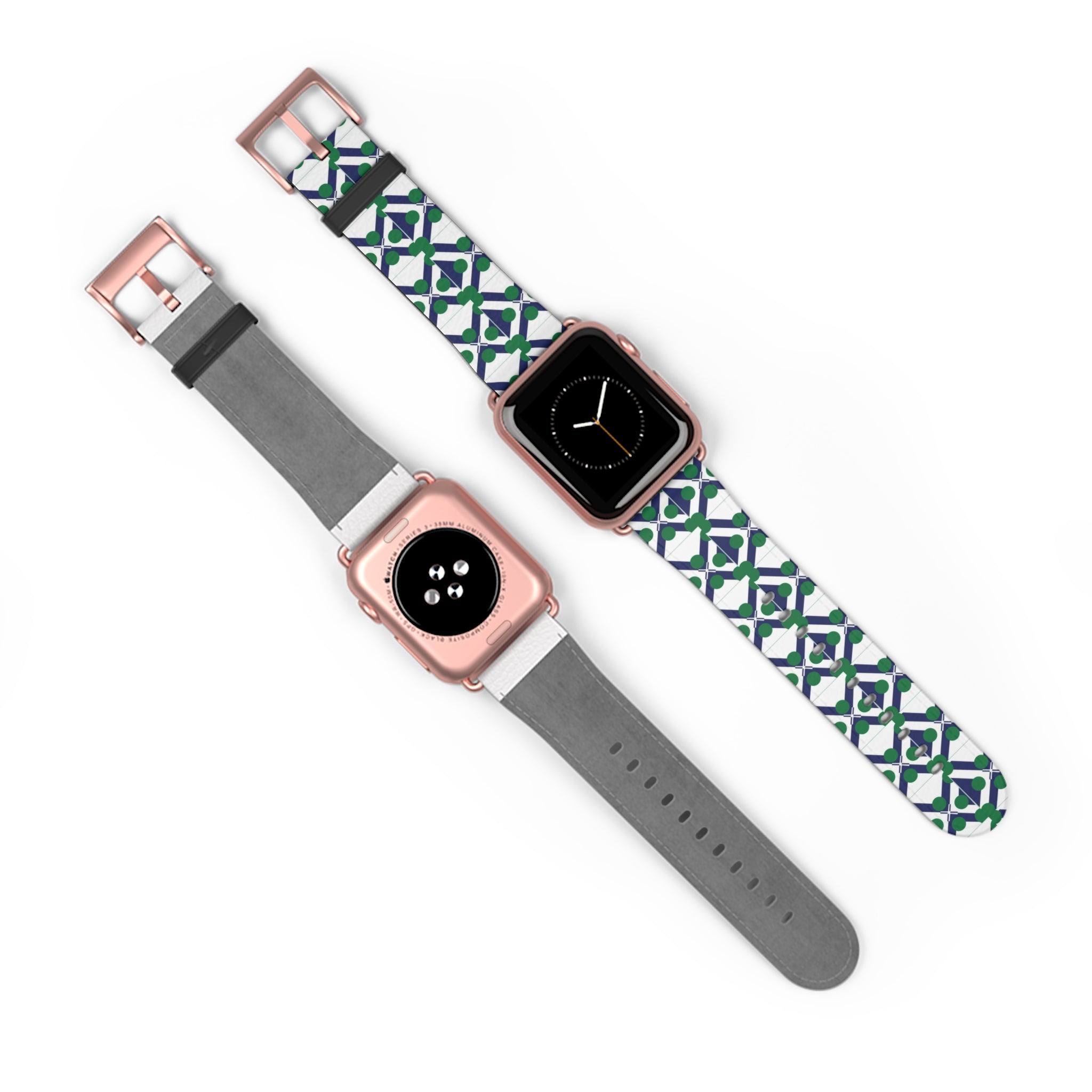 XT9 Green & Navy Tile Watch Band — Patterned Apple Watch Strap