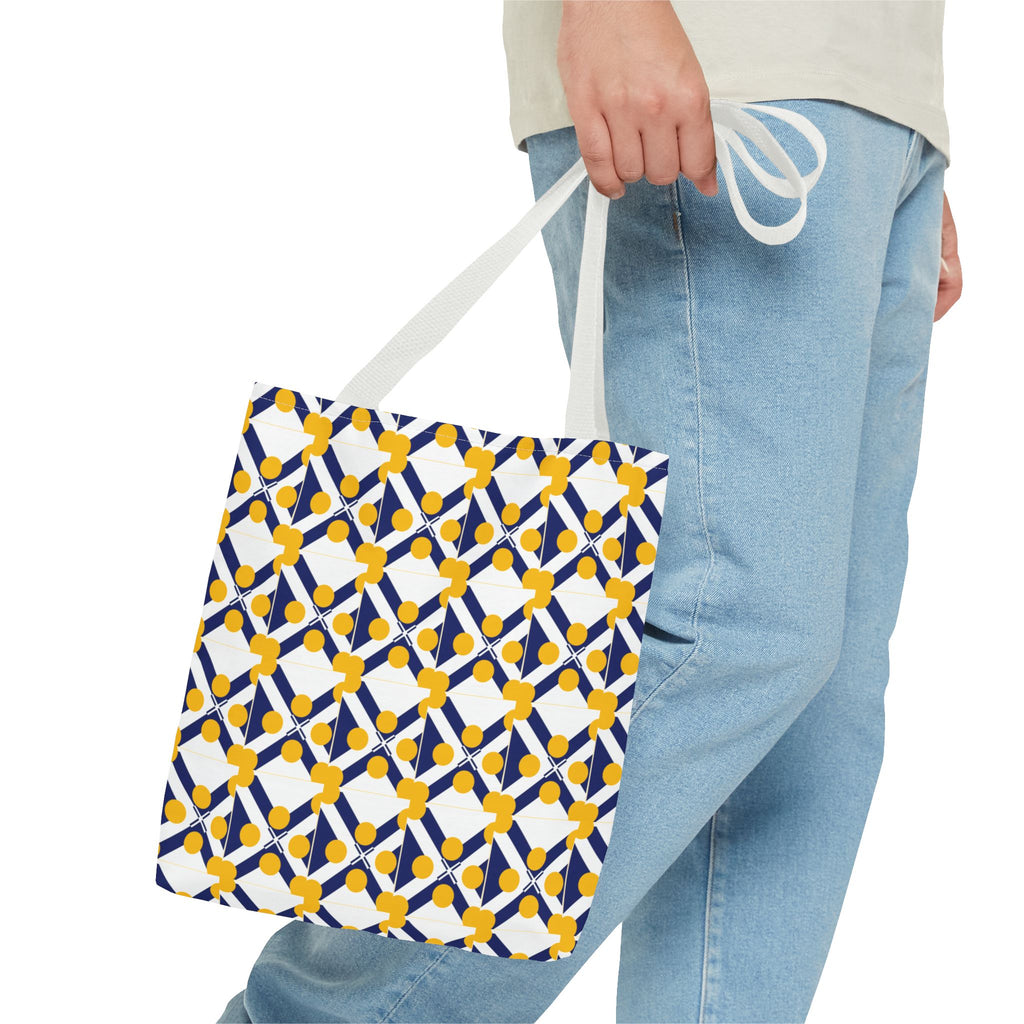 XT9 Yellow & Navy Pattern Tote Bag