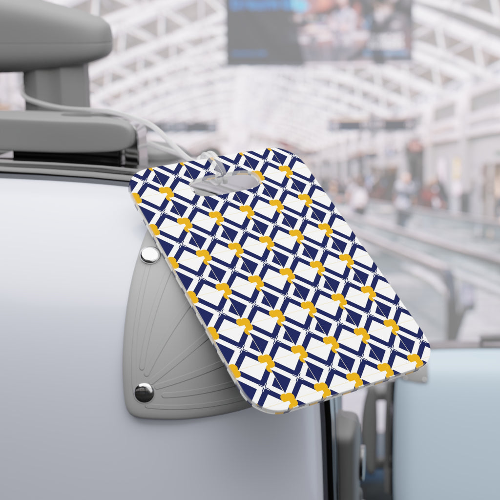 Geometric Navy & Gold Luggage Tag — Modern Travel ID