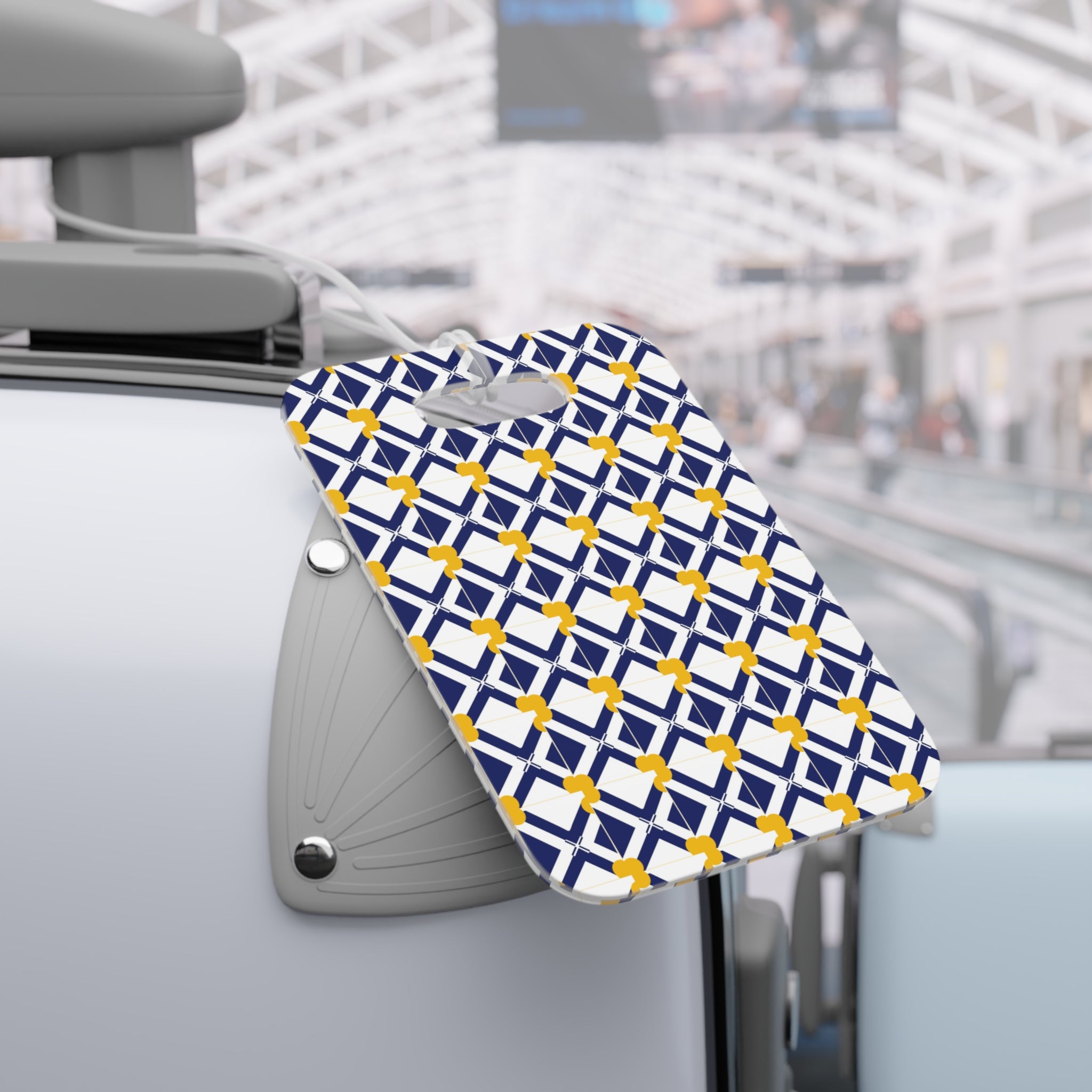 Geometric Navy & Gold Luggage Tag — Modern Travel ID