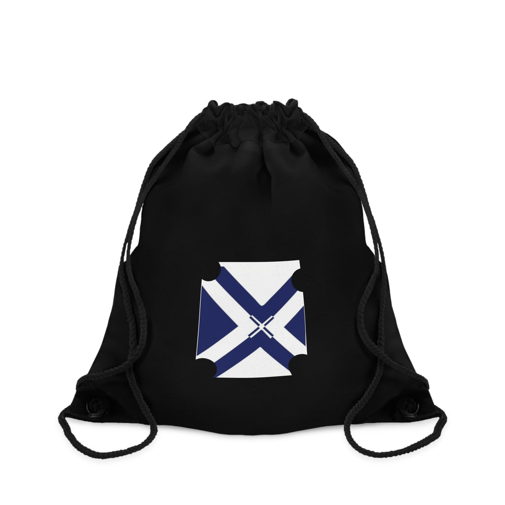 Navy Saltire Drawstring Bag — Minimalist St. Andrew’s Cross Gym Sack