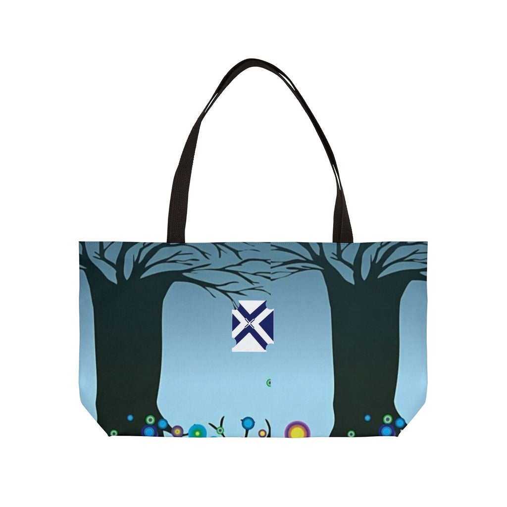 Weekender Tote Bag — Bright Floral & Tree Scenic Overnight Travel Tote
