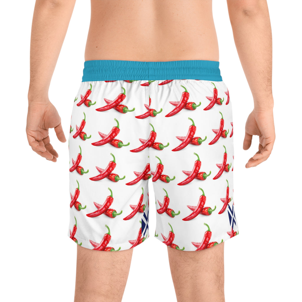 Chili Pepper Print Swim Shorts — Men's Beach Trunks