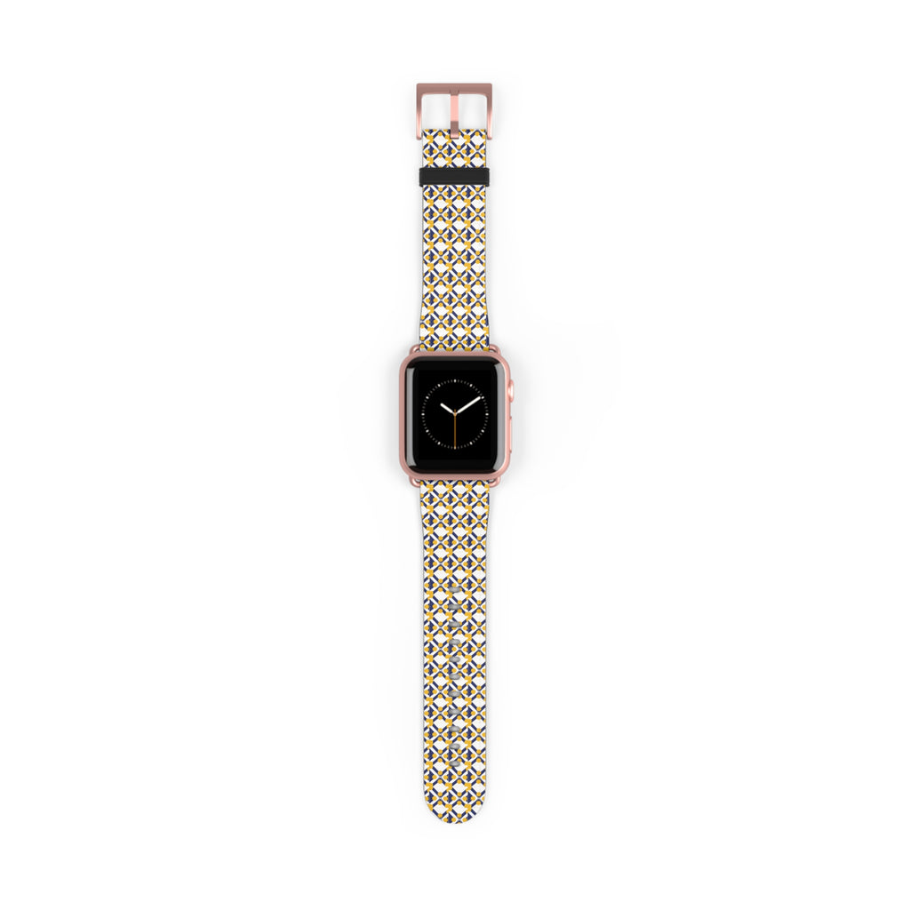 XT9 Gold Tile Watch Band — Modern Patterned Replacement Strap