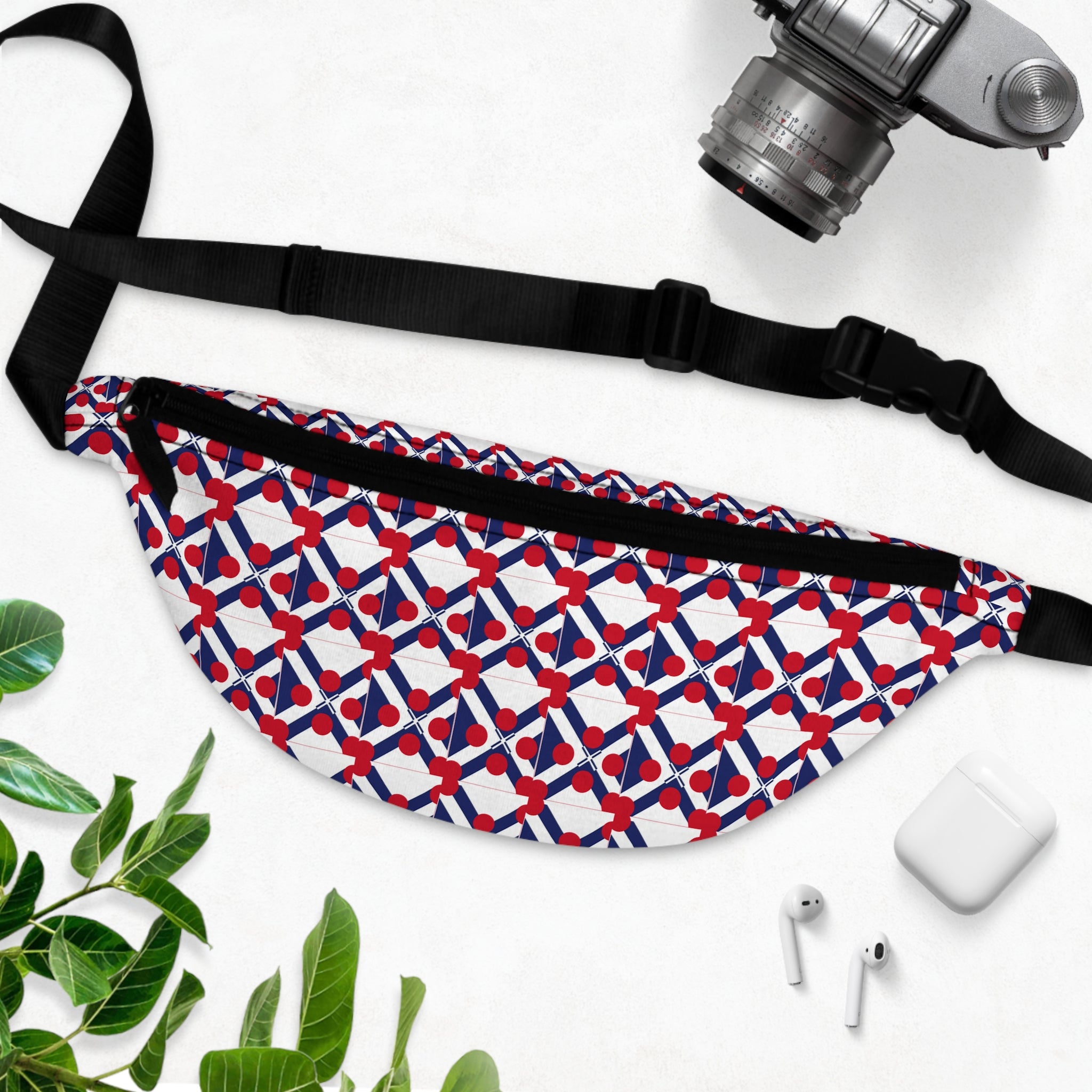 XT9 Fanny Pack - Red, White & Blue Geometric Pattern Waist Bag