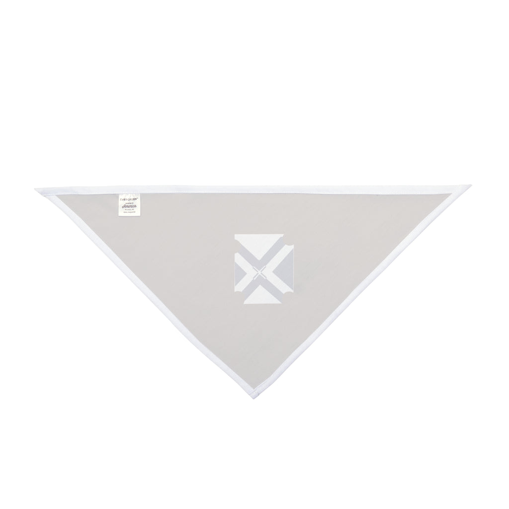Brown Pet Bandana with Blue Geometric Patch — Cozy Everyday Dog & Cat Accessory