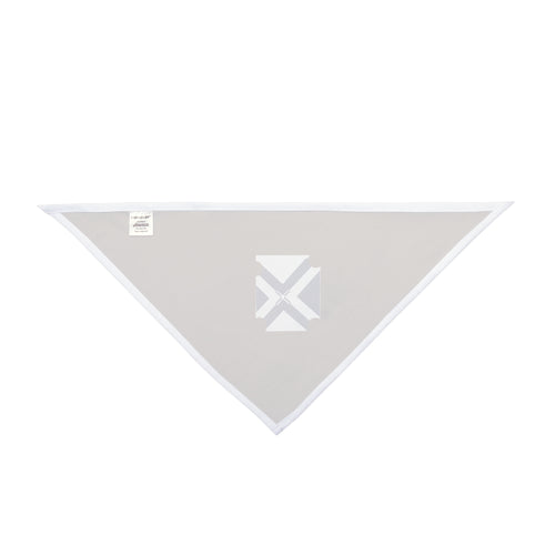 Brown Pet Bandana with Blue Geometric Patch — Cozy Everyday Dog & Cat Accessory
