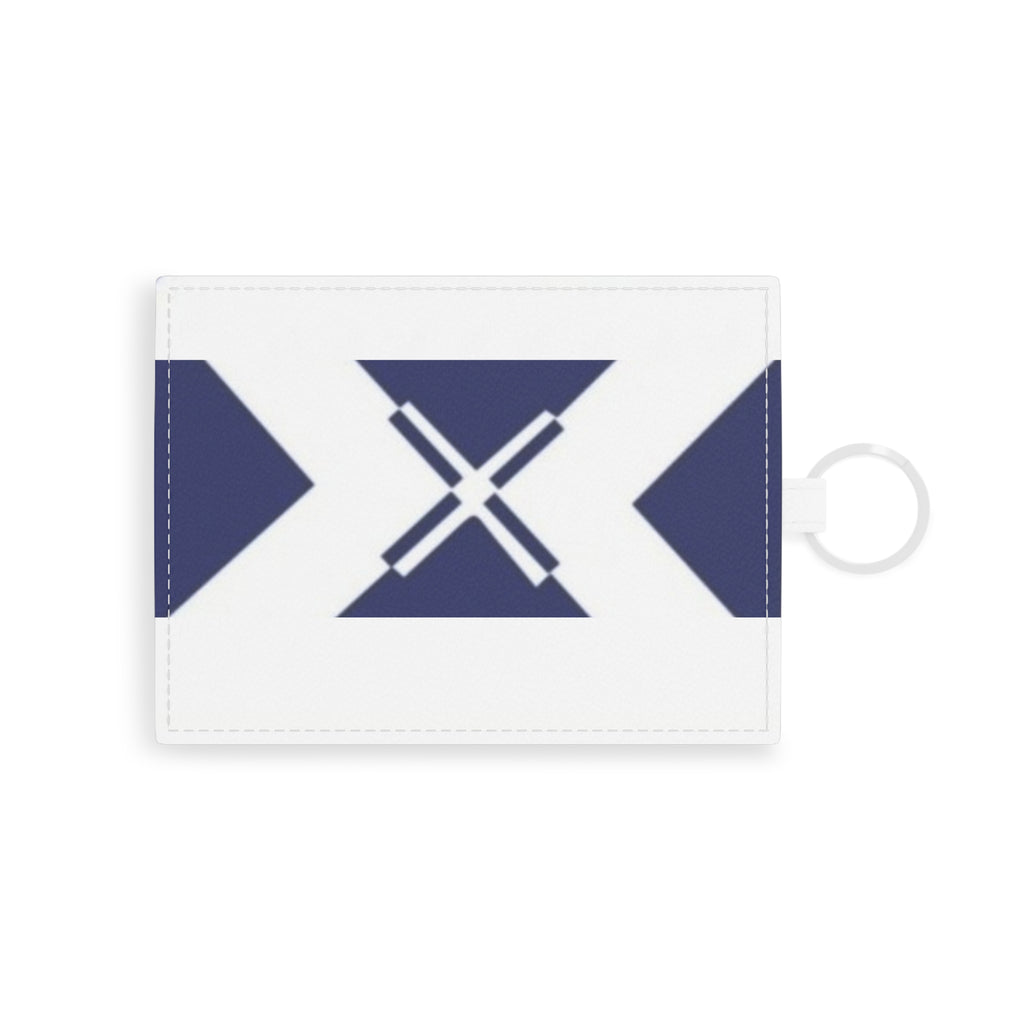 Navy Geometric Saffiano Leather Card Holder