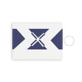 Navy Geometric Saffiano Leather Card Holder