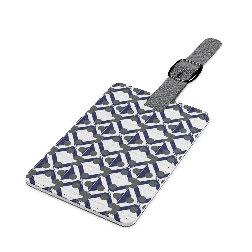 Geometric Navy Pattern Luggage Tag — Rectangle Saffiano Polyester