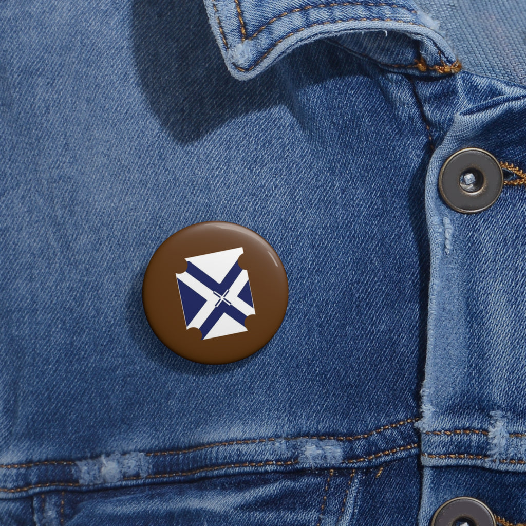XT7 Custom  Pin Button — Navy Cross Emblem on Brown
