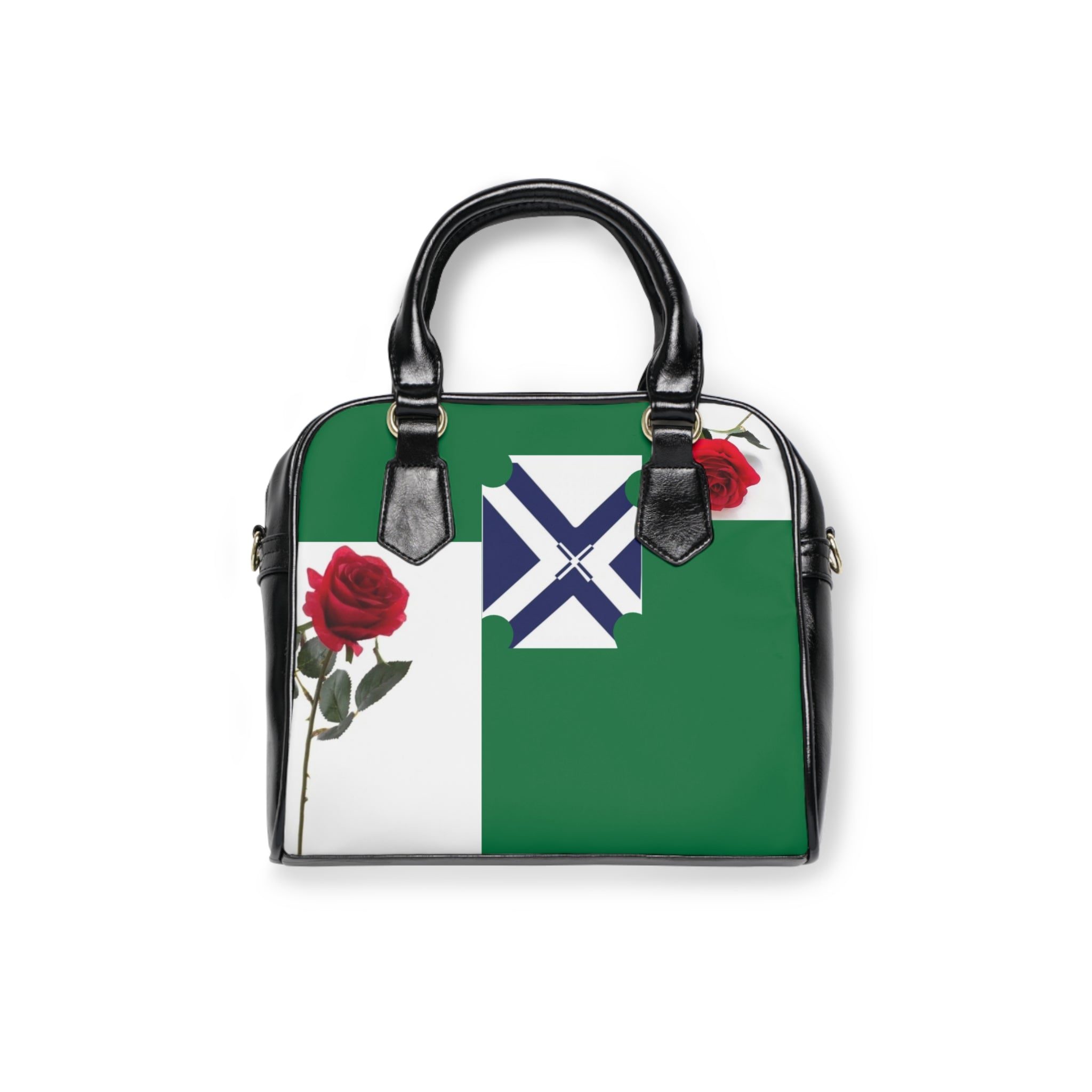 Handbag — Green XT Rose Cross Pattern Shoulder Bag