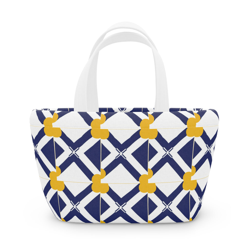 XT8 Geometric Navy & Mustard Lunch Bag