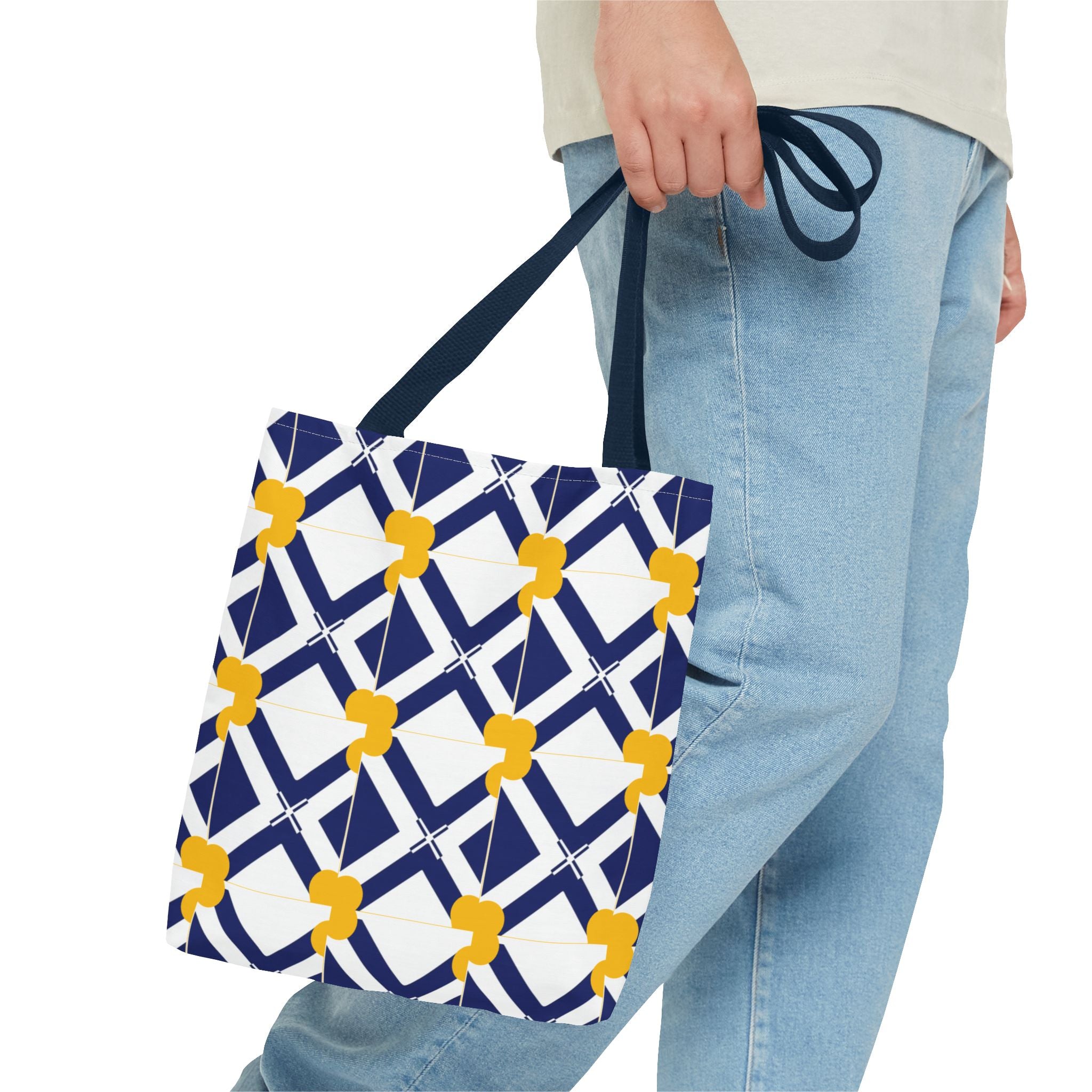 XT8 Yellow Pattern Tote Bag – Modern Lattice Everyday Tote